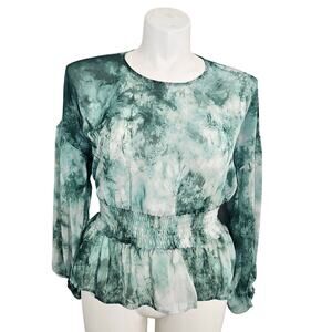 INC International Concepts Green Tie-Dye Blouse